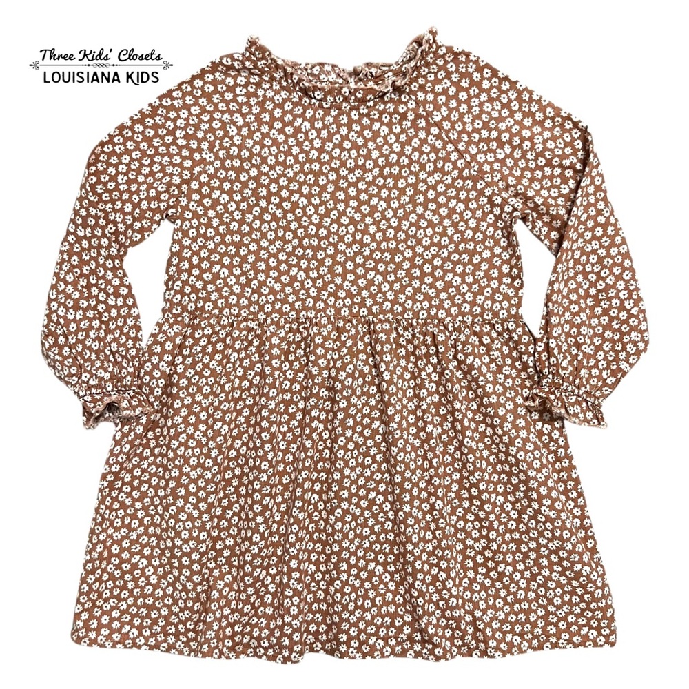 Rylee + Cru 6-7Y Brown Ditsy Floral Janie Dress